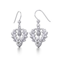Thistle Earrings with White Cubic Zirconia Heart