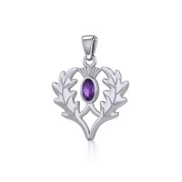 Thistle Pendant with Oval Amethyst