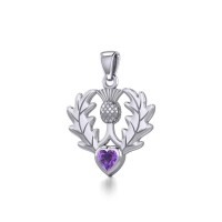 Thistle Pendant with Amethyst Heart