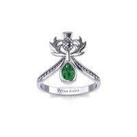 Thistle Ring with Teardrop Emerald Gem