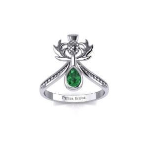 Thistle Ring with Teardrop Emerald Gem