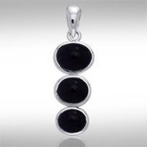Tiered Black Onyx Cabochon Pendant