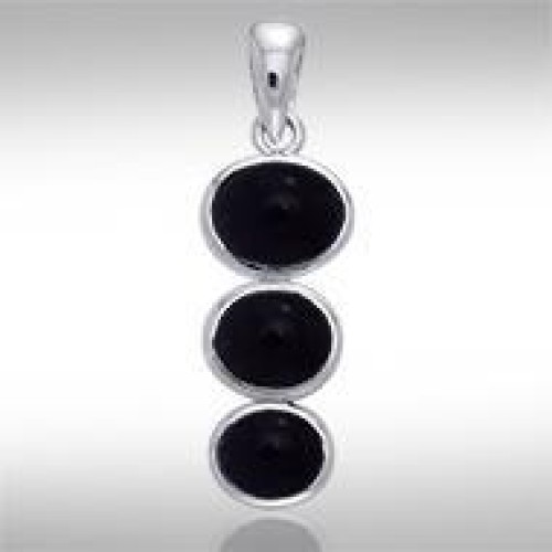 Tiered Black Onyx Cabochon Pendant