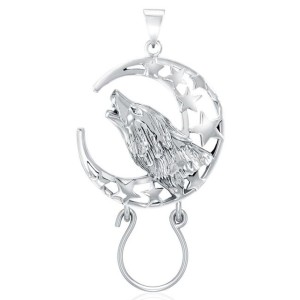 Baying Wolf and Moon Charm Holder Pendant