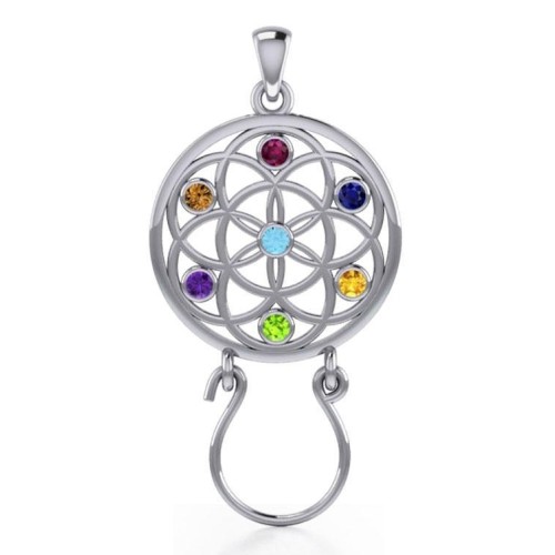 Flower of Life Charm Holder with Gemstones