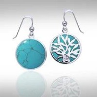 Tree of Life Turquoise Silver Earrings
