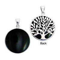 Tree of Life Black Onyx Silver Pendant 