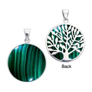 Tree of Life Malachite Silver Pendant 