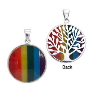 Tree of Life Rainbow Silver Pendant 