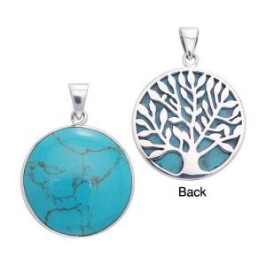 Tree of Life Turquoise Silver Pendant 