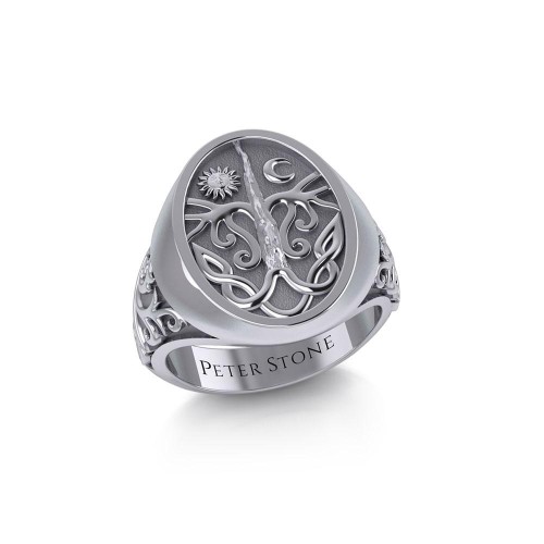 Tree of Life Mens Signet Ring