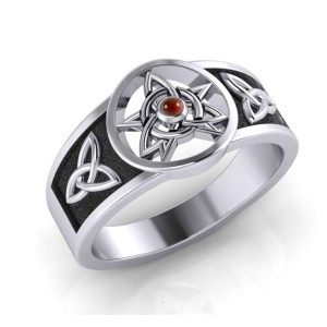 Celtic Trinity Pentacle Garnet Ring