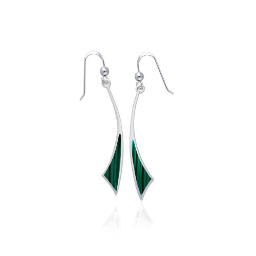 Triangle Malachite Cabochon Earrings