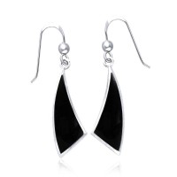 Trillion Black Cubic Zirconia Cabochon Convex Earrings