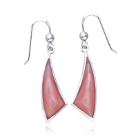 Trillion Pink Shell Cabochon Convex Earrings