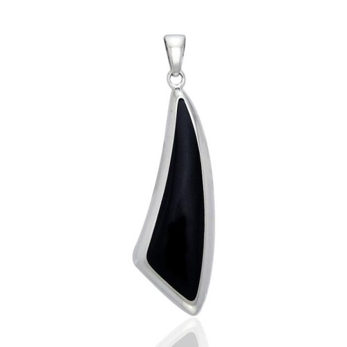 Trillion Black Onyx Cabochon Pendant