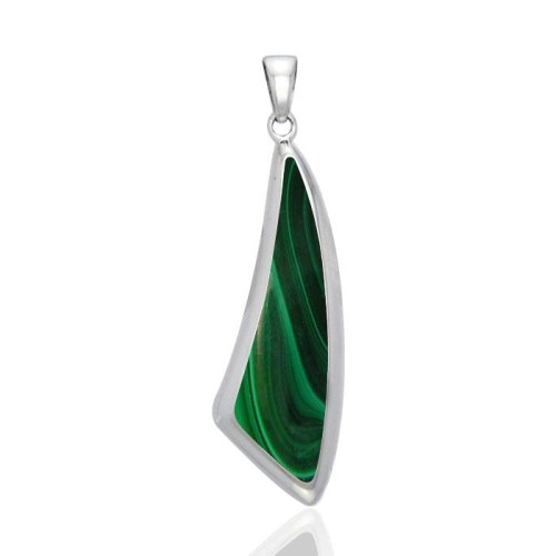 Trillion Malachite Cabochon Pendant