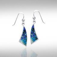 Trillion Flat Azurite Cabochon Earrings