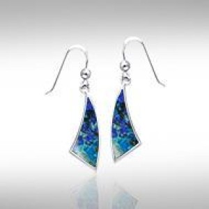 Trillion Flat Azurite Cabochon Earrings