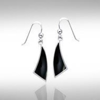 Trillion Flat Black Onyx Cabochon Earrings