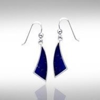 Trillion Flat Lapis Cabochon Earrings