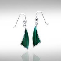 Trillion Flat Malachite Cabochon Earrings