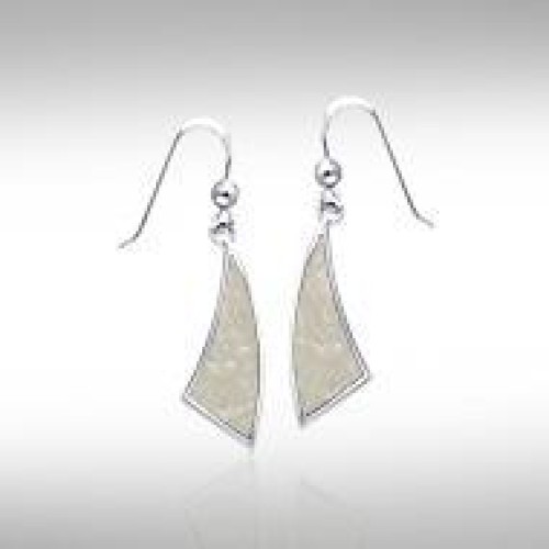 Trillion Flat Mother of Pearl Cabochon Earrings