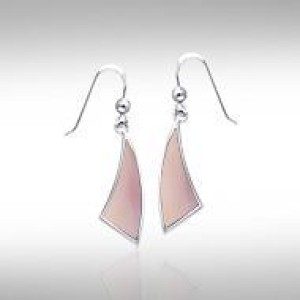 Trillion Flat Pink Shell Cabochon Earrings