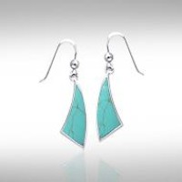 Trillion Flat Turquoise Cabochon Earrings