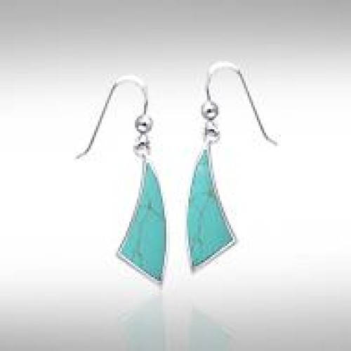 Trillion Flat Turquoise Cabochon Earrings