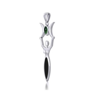 Triple Goddess Pendant with Emerald