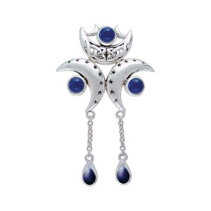 Triple Moon Pendant with Sapphire Gems