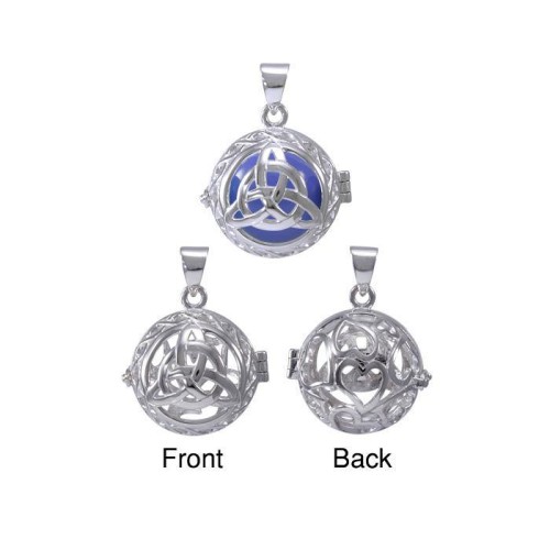 Triquetra Harmony Globe Pendant with Blue Bola Ball