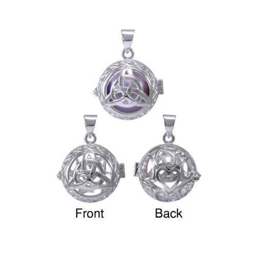 Triquetra Harmony Globe Pendant with Purple Bola Ball