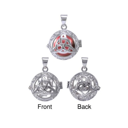 Triquetra Harmony Globe Pendant with Red Bola Ball