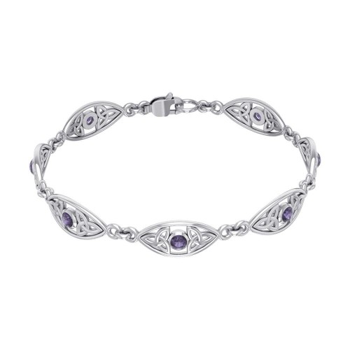 Triquetra Silver and Amethyst Bracelet