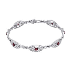 Triquetra Silver and Garnet Bracelet