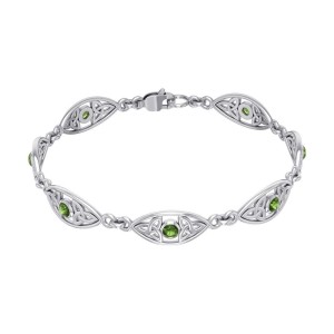Triquetra Silver and Peridot Bracelet