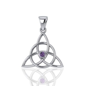 Triquetra Silver Amethyst Gemstone Pendant