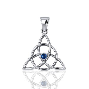 Triquetra Silver Azurite Gemstone Pendant