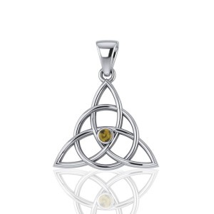 Triquetra Silver Citrine Gemstone Pendant