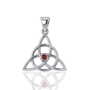 Triquetra Silver Garnet Gemstone Pendant