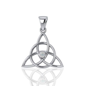 Triquetra Silver Moonstone Gemstone Pendant