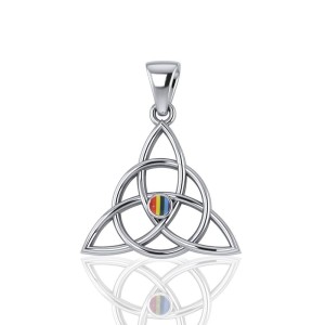 Triquetra Silver Rainbow Gemstone Pendant