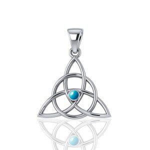 Triquetra Silver Turquoise Gemstone Pendant