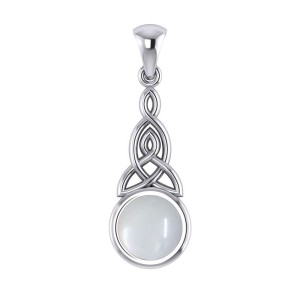 Triquetra Silver Pendant with Moonstone Gemstone