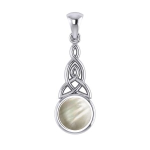 Triquetra Silver Pendant with Mother of Pearl Gemstone