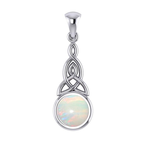 Triquetra Silver Pendant with Opal Gemstone
