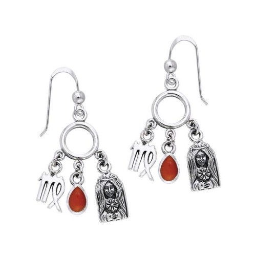 Virgo Astrology Earrings with Gems