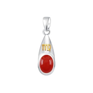 Virgo Zodiac Sign Pendant with Carnelian